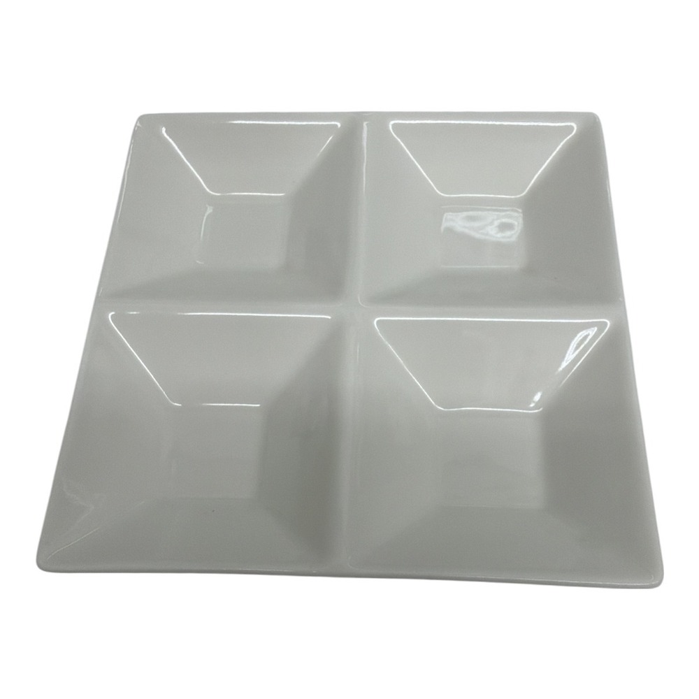World Market Tasting Ceramic Square Serving Trays 4 Compartments EUC